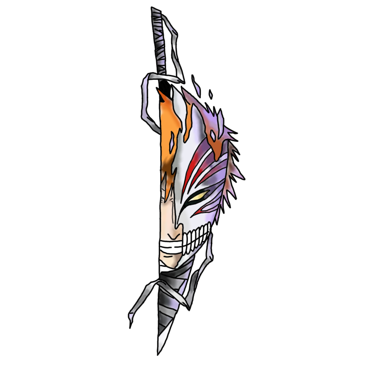 Anime Tattoo Sketch Design - Ichigo Hollow Mask from Bleach